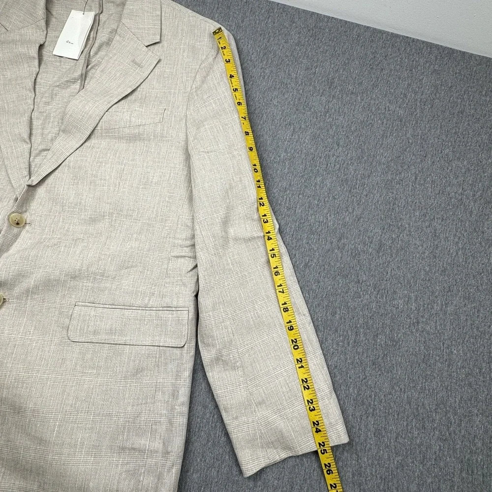 Banana Republic Tailored Fit Sport Coat Blazer Sz 42R Linen Beige Glen Check New